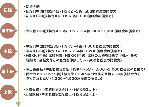 社会人語学講座レベル図